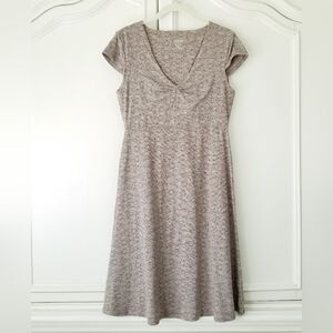 Toad & Co Taupe Aztec Print Rosemarie Cap Sleeve Knit Pullover Dress XS